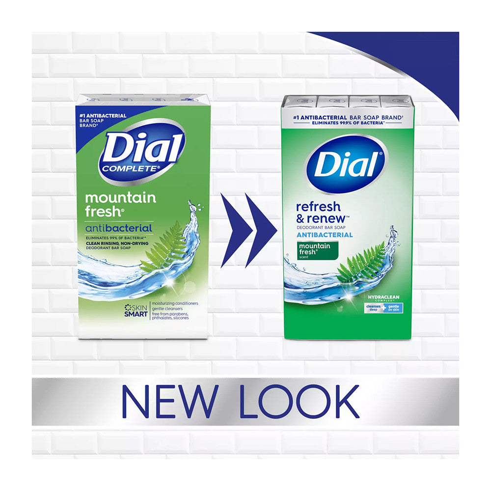 Dial Clean And Refresh Antibacterial Deodorant Bar Soap,Mountain Fresh 4 Oz - 3 Bars / Pack